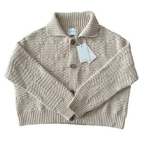 The Knotty Ones Prietema Cotton Jacket Cardigan Oat Milk